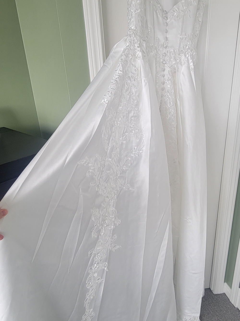 White Lace Embroidered Wedding Dress - Picture 8 of 12